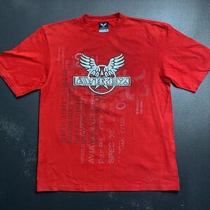 Avirex Vintage Y2K Streetwear Winged Metal Logo Red T-Shirt Men's Size XL